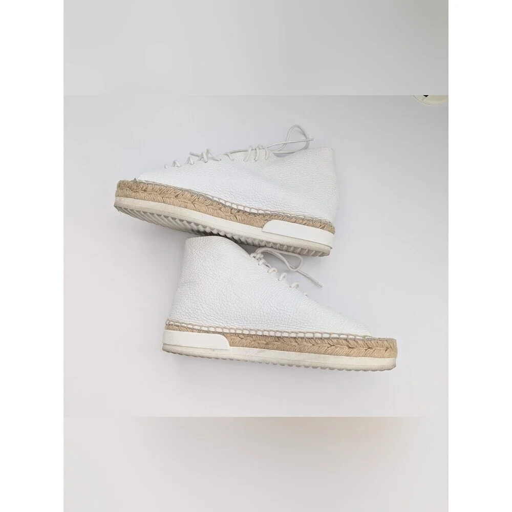 Miista Women's (Sz 36) White Leather Lace-Up Peep-Toe Espadrilles/Shoes/Sandals